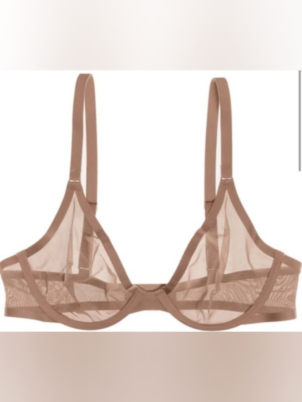 CUUP The Plunge Mesh Bra Taupe Sheer 36E 36DD NWOT​